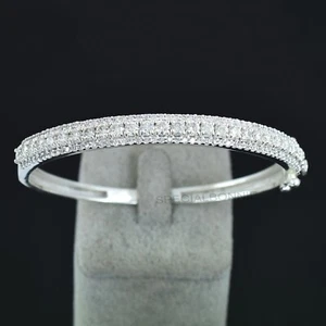 Amazing Certified 2.70 Ct White Diamonds Bangle Bracelet-FREE Diamond studs! - Picture 1 of 11