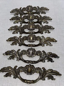 Antique Lot 6 Drawer cabinet dresser Pulls Cabinet Brass 3” KBC N-3020 - Picture 1 of 8
