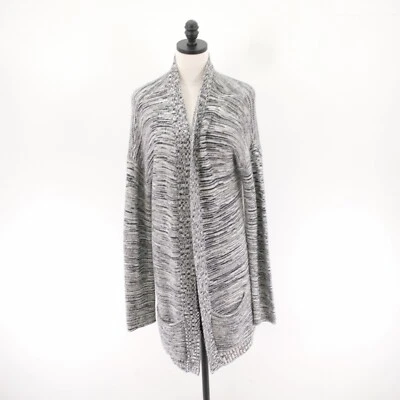 Cárdigan abierto Express blanco negro tejido brezo suéter bolsillos grandes cuna acrílica Foto 1 de 4