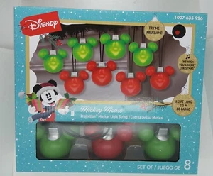 Disney Christmas Mickey Mouse Projection 8 Musical Light String - 8.2 ft Long - Picture 1 of 2