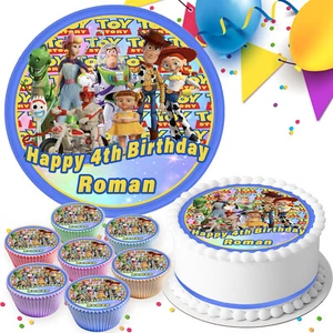 TOY STORY BIRTHDAY PERSONALISED EDIBLE ICING CAKE TOPPER & CUPCAKE TOPPERS D709 - Picture 1 of 8