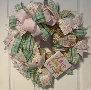 Love Grows Rose Spring Summer Mothers Day Wreath - Picture 1 of 1