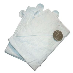 2 x Kapuzenhandtuch Kinder Kuschel Morgenmantel Handtuch uni weiß mit Ohren 75 x 75 cm - Bild 1 von 1
