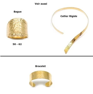 Bijoux Femme Bracelet Jonc Martelé 6*4.5cm Plaqué Or 18K Vermeil Laminé - Picture 1 of 3