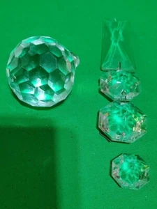 Antique Crystal Chandlier Drop Ball Round & octogone Faceted Prism lot Parts - Picture 1 of 4