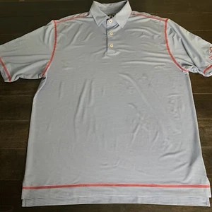 FJ Foot Joy Mens Golf Polo Short Sleeve Shirt Blue White Striped Size XL - Picture 1 of 17
