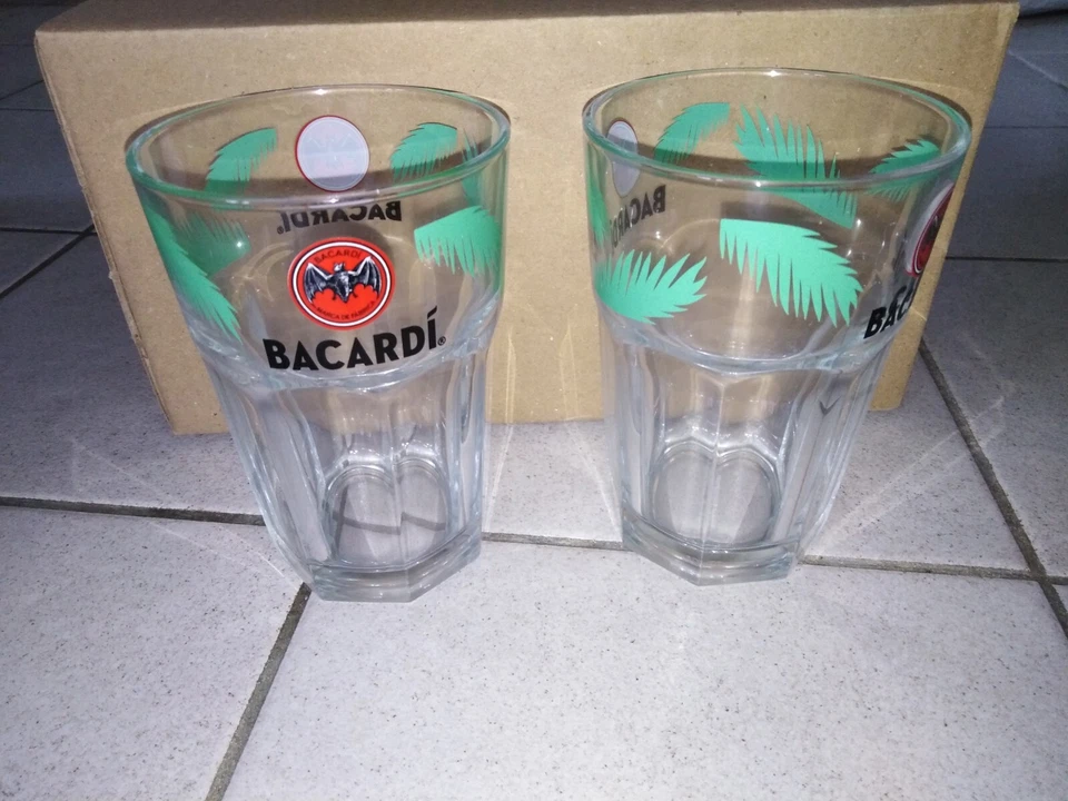 6 nouveaux verres rhum bacardi mojito en verre 35cl chauve-souris no ricard - Photo 1/1