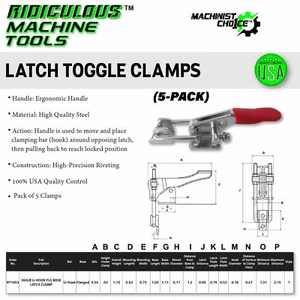 360LB Carbon Steel U-Hook Flange Base Latch Clamp 5 Pack: Heavy-Duty Hardware - Picture 1 of 7