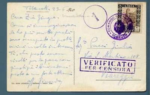 COMANDO SETTORE TOBRUCK - 1940 - 50 c. Pittorica Nel deserto Verificato censura - Imagen 1 de 1