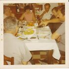 Vintage 1971 Found Photo - Social Greek Family Dinner Men Women Drink Beer Eat