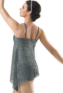 NUEVO Weissman "Rain" Dance Costume Skate Dress Ballet 6509 SC IC MC XLA Silver - Imagen 1 de 2
