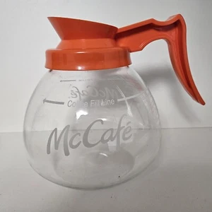 McDonald's Restaurant McCafe Caffettiera in Vetro Caraffa Bunn Decaffeinato Manico Arancione - Foto 1 di 2