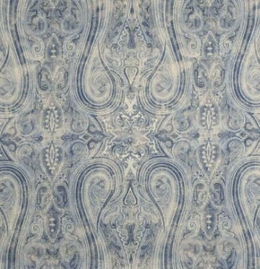 RALPH LAUREN CURTAIN FABRIC DESIGN Birchwood Paisley 3.8 METRES DUSK LINEN BLEND - Picture 1 of 8