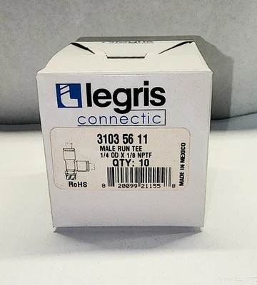 Box of 10 LEGRIS 3103 56 11 Male Run Tee 1/4" Tube x 1/8" NPTM  NEW - Image 1 of 2