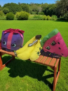 3 x SHOPKINS Stofftiere Banane mit Melone Geschenk KONVOLUT wie Bild, BRANDNEU BESCHRIFTET - Bild 1 von 1