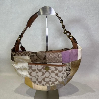 Bolso de Mano Coach 10019 De Colección Cuero Retazos Y2K Hobo Púrpura Cartera de Hombro Foto 1 de 4