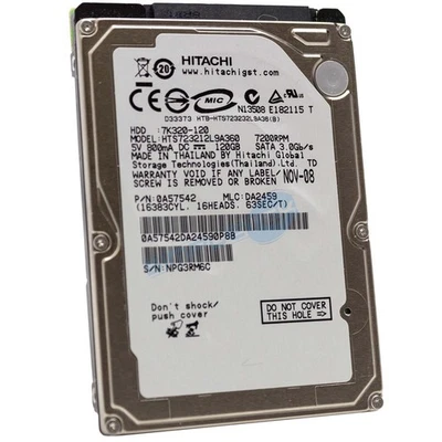 Hard Disk 120GB Hitachi SATA 2.5" HTS723212L9A360 Internal Notebook Refurbished - Image 1 of 2