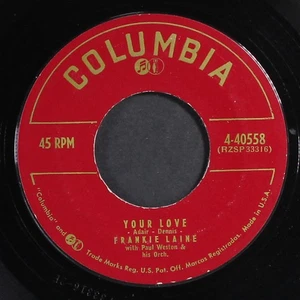 FRANKIE LAINE: hawk-eye / your love COLUMBIA 7" Single 45 RPM - Bild 1 von 2