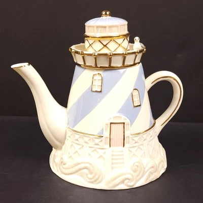 Tetera Lenox Seaside Lighthouse fina China 7" excelente estado Foto 1 de 4
