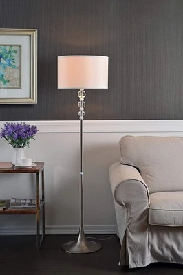 Kenroy Home 20119BS Luella Floor Lamps, Small, Brushed Steel Clear & White Acryl - Image 1 of 4