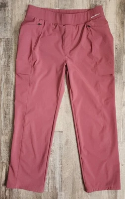 Calça Feminina Eddie Bauer Travex Crop Pull On Tamanho 8 Marrom Vermelha Elástica - Imagem 1 de 4