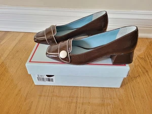 Frances Valentine Mackie Block Heel Shoes Chocolate/Oyster Shoes Size 8 - Picture 1 of 12
