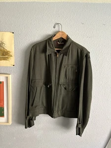 Vintage 1950s Dark Green Whipcord Jacket Chain stitched Embroidered - Picture 1 of 7