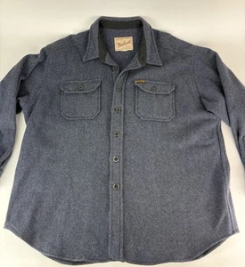 Vtg Y2K 90’s Woolrich Mens Heavy Wool Flannel Shirt Jacket XL Long Sleeve Blue - Picture 1 of 7