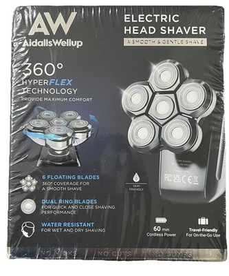 AW Aidalls Wellup 360 Hyper Flex Electric Head Shaver 6 Blades - New - Image 1 of 3