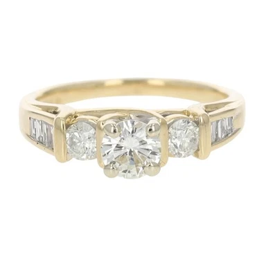 .96ctw Round Cut Diamond with Accents Engagement Ring 14k Yellow Gold Size 6.25 - Image 1 of 4