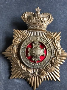 The Royal Sussex Regiment Helmet Plate, Victorian brass Badge - Picture 1 of 5