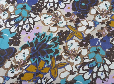 KOSHTEX Bohemian Blue Flower Print Fabric by the Yard Nylon Rayon 9/13