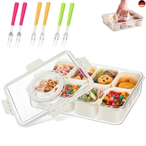 Rierousy Snackteller mit Fächern Snackschale mit Deckel Couchbar Snackbox - Bild 1 von 8