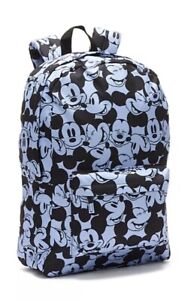 Disney Store Mickey Mouse Expressions 18" School Backpack Blue Laptop Sleeve NEW