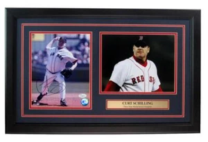 Collage de fotos autografiadas de Curt Schilling de los Medias Rojas de Boston enmarcado JSA 189611 - Imagen 1 de 4