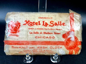 Antique Hotel La Salle Wash Cloth ~ Chicago San-Knit-ary Knitted Stevens - Picture 1 of 6