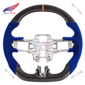 Carbon Fiber Sport Steering Wheel For BMW E90 E91 E92 E93 M3 Blue Alcantara - Picture 1 of 8