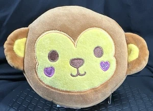 Monkey Relaxeazzz Round Plush 2 In 1 Travel Pillow Eye Mask Set For Kids Cute - Picture 1 of 12