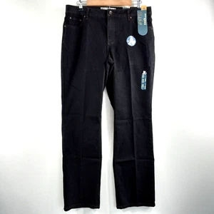 Faded Glory Eased Jeans Women's Size 12 Black Solid Straight Leg Pockets New - Picture 1 of 7
