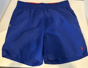 Ralph Lauren Polo Swim Trunks Mens Large Blue Lined Shorts Swim Bathing Beach - Picture 1 of 3