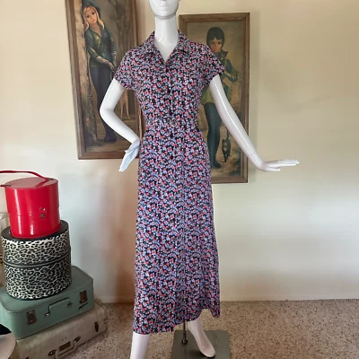 Vintage 90s Esprit Ditzy Floral Reality Bites Grunge Midi Day Dress M - Image 1 of 4