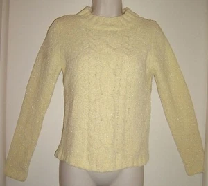 Girls Pre-teen Beautiful Light Yellow Soft Winter Cable Sweater Top Sz L 10-12 - Picture 1 of 6