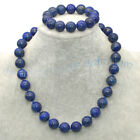 Huge 14mm Round Natural Blue Lapis Lazuli Gems Beads Necklace Bracelet Set 18''