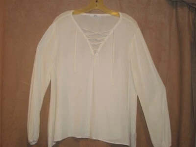 Размер M на JACK REN FAIRE стиль женщины белый на шнуровке спереди блузка крестьянская блузка - Изображение 1 из 4