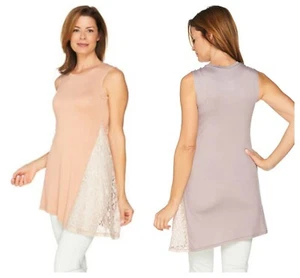 LOGO LAGEN VON LORI GOLDSTEIN ASYMMETRISCHE SPITZE TUNIKA TANK TOP QVC Gr. XS NEU - Bild 1 von 3