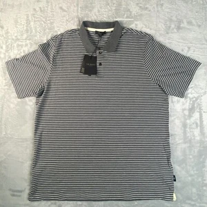 Ted Baker Poloshirt Herren Größe 5 XL grau grau gestreift Kurzarm $ 120 neu mit Etikett neu - Bild 1 von 11