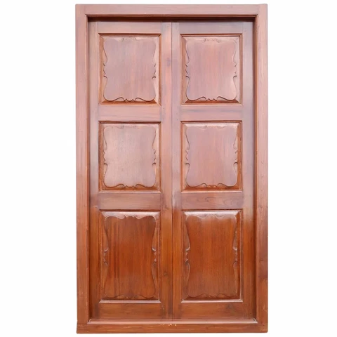 Large Antique Anglo Indian Teak Interior Double Door 19th century Cover