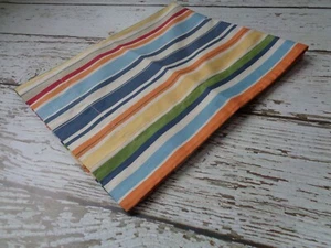 POTTERY BARN Bright Multi Color Stripe Sham Navy Red Green Orange Aqua Yellow - Picture 1 of 6