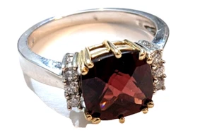 Stunning 14K Gold Red Stone & Diamond Size 7 Ring 4.3 Gr MASSIVE JEWELRY HOARD - Picture 1 of 9