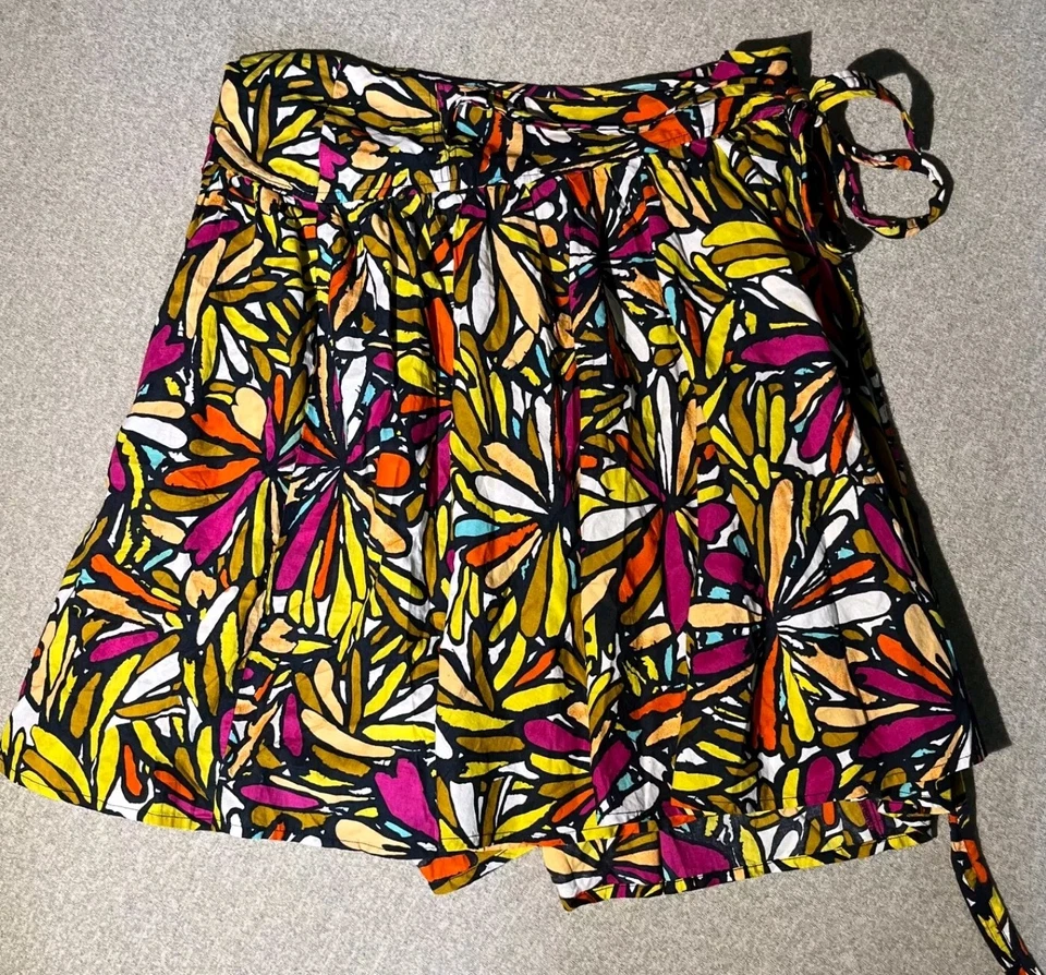 Falda envolvente Odille Anthropologie para mujer talla 6 colorida estampado floral algodón Foto 1 de 4